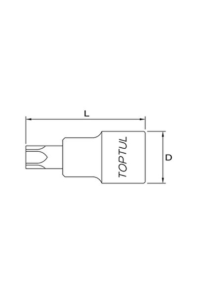 TOPTUL BCLA0827 socket bit, 1/4 inch square drive, T27 torx profile, length 37 mm, steel