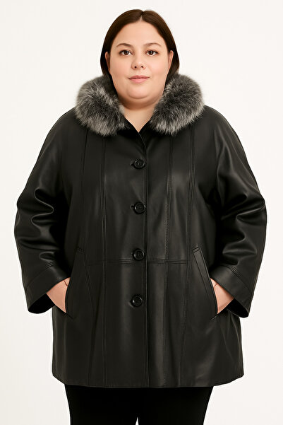 duarte deri Kadın Siyah Hakiki Deri Bol Kesim Mont Valerie