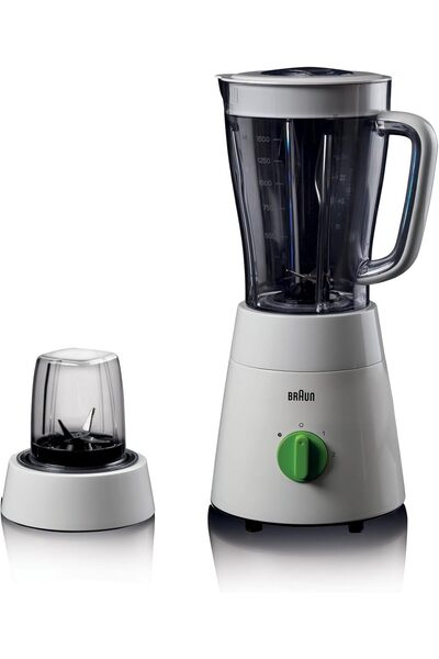 Braun Blender 2 in 1, 500W, 1.75L, 2 Speeds, Pulse Function, 4 Blades System, JB0115WH, White