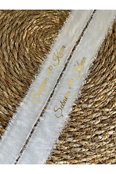 imzatasarım İpek Kurdele Gold Gümüş Baskılı İsimli Söz Nişan Kurdelesi Kenetl...