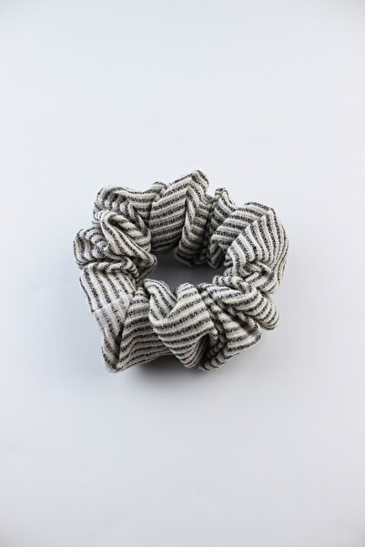 İLKYAZ Stripe Patterned Sequin Cotton Elastic Buckle Bagel Buckle - Mink