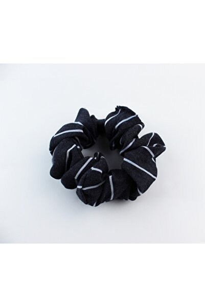 İLKYAZ Stripe Patterned Cotton Rubber Buckle Bagel Buckle - Dark Gray