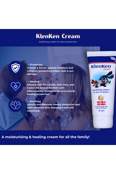 UBM Klenken Cream (Babies & Adults) -Sensitive Skin Moisturizing-Rash, Eczema & Sun Protection- 100 gm
