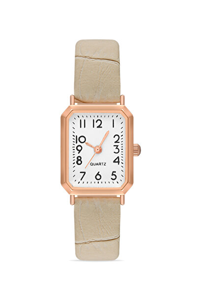 Ticarto ساعة يد نسائية من الجلد بتصميم كريمي بسيط TCTSR005605S0338