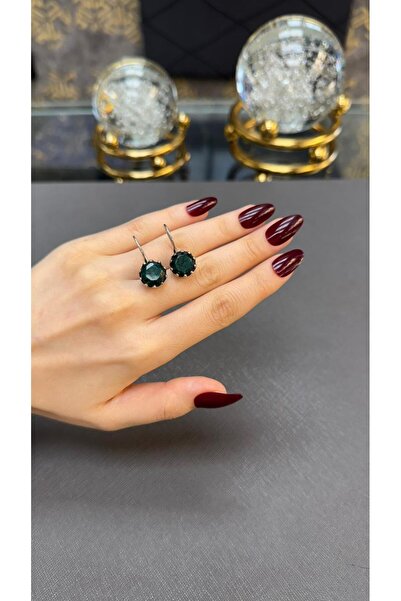 Gümüşhanesi Zümrüt taşından otantik gümüş küpe