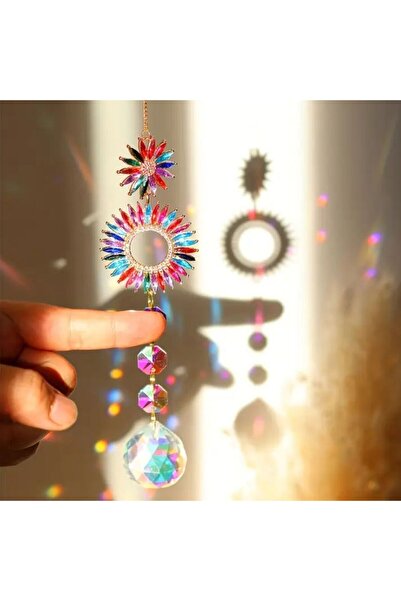 Bozy Suncatcher Ay Yıldız- Ametist Doğal Taşlı Kristal Güneş Yakalayıcı-Güneş...
