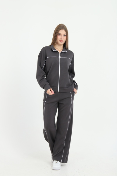 MİHRİZAR طقم بدلة رياضية نسائية واسعة الساقين من المودال بتصميم كبير الحجم