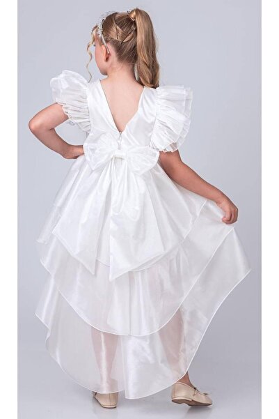 Tarz Çocuk Kız Çocuk Abiye Elbise Fırfırlı, Ön Kısa Arka Uzun Özel Gün Elbisesi