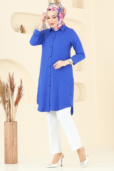 ModaMerve Slit Buttoned Tunic 3047Ktr750-Ms Saks