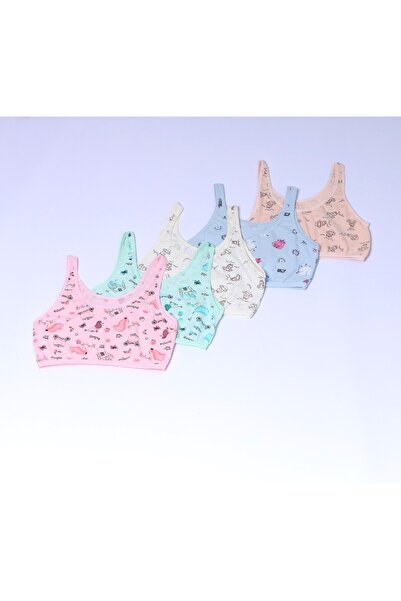DK İÇ GİYİM ДІВЧАТКОВИЙ БЮСТІЄ З ВІЗЕРУНКОМ, ТОЛСТИМИ ПЛЕЧАМИ, 5 ШТ. У КОМПЛЕКТІ
