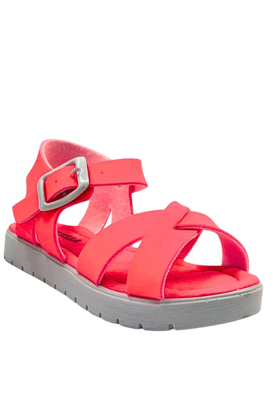 Moda Lime Girl's Baby Comfortable Open-Front Wedge Heeled Buckle Flexible Easy-To-Wear Sandals Slippers