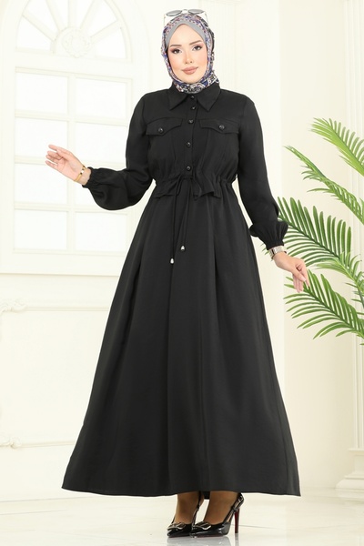 ModaMerve Modal Dress with Accessory Pocket 2713Sl432-Ms Black