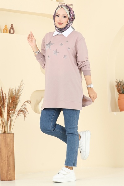 ModaMerve Taş Detaylı İki İp Tunik 102OZN1046-MS Vizyon