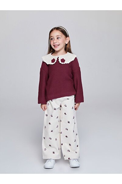 LC Waikiki Pantaloni pentru copii LCW Kids Wideleg Floral pentru fete