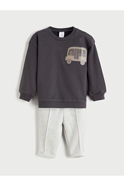 LC Waikiki LCW baby Crew Neck Baby Boy Sweatshirt and Tracksuit Bottom 2-pack