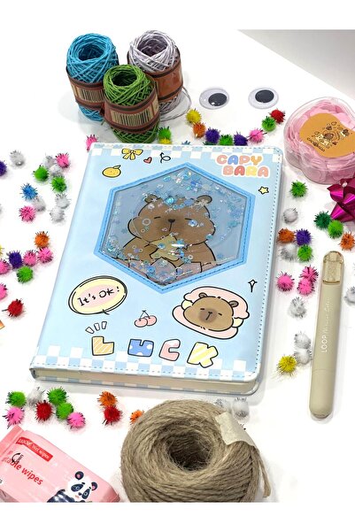 OEM Çizgili Defter Sulu Kapak Kapibara Desenli Sevimli Lucky Notebook