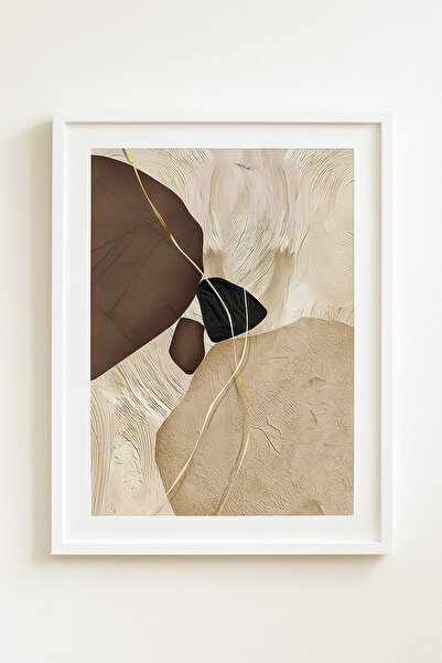 4İZ "Doğal Dokular" Tekli Beyaz Siyah Çerçeveli Tablo