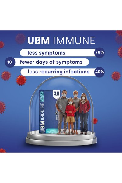 UBM IMMUNE - Immune Boost, Colon Relief, Skincare- Beta 1,3 Glucan Patent - 30 Capsules - For Adults