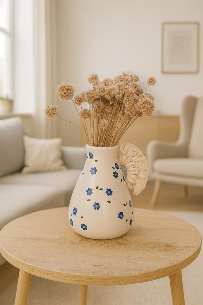 Nuoves Çiçek Desenli İskandinav Vazo