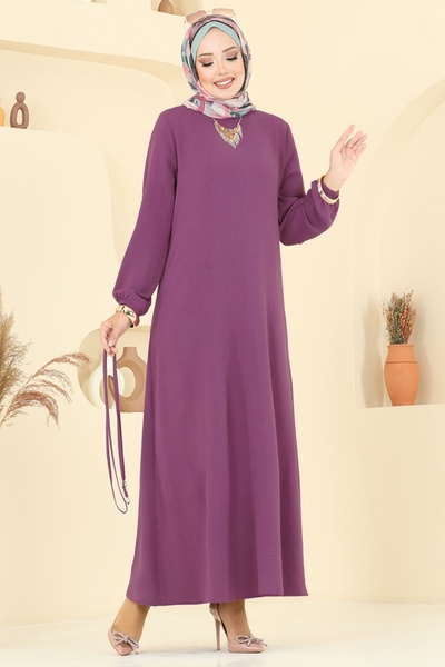 ModaMerve Beli Lace-Up Aerobin Dress 5004Mda386-Ms Lilac
