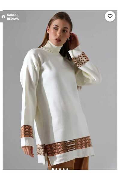 Özman Butik Ekro Oversized Knit Sweater