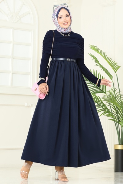 ModaMerve Drapeli Sandy Dress 2421Ant466-Ms Navy