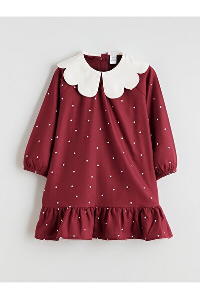 LC Waikiki LCW Kids Bebe Yaka Puantiyeli Kız Çocuk Elbise