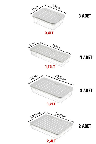 FİTHOME 18-Piece Freshbox Refrigerator and Freezer Organizer, In-Cabinet Organizer, Suitable for Microwave Ovens