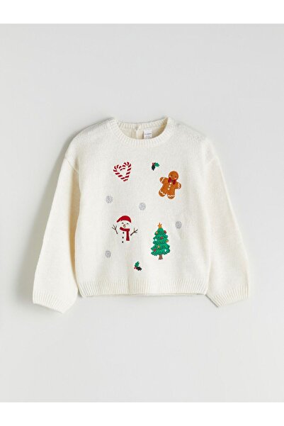 LC Waikiki Lcw Kids Crew Neck Christmas Themed Girls' Knitwear Sweater