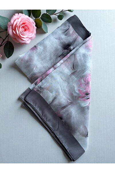 Lavena scarfs Spring Series Floral Pattern Cotton Digital Soft Shawl - Gray