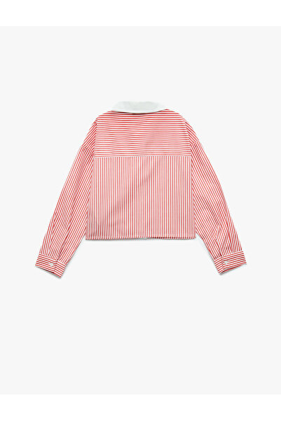Koton Cotton Long Sleeve Striped Crop Shirt