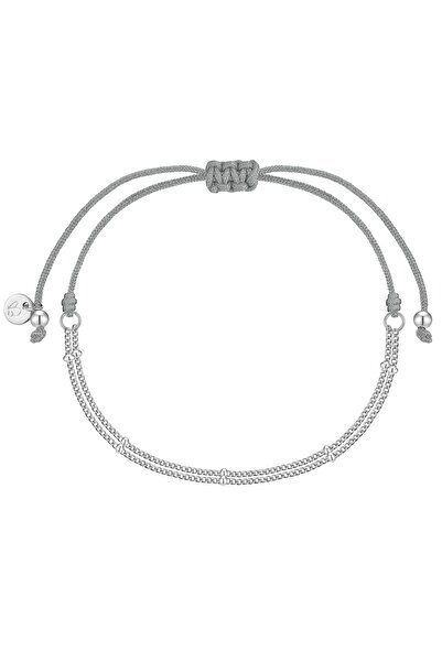 Glanzstücke München Textilarmband Armband Sterling Silber Textil (grau)