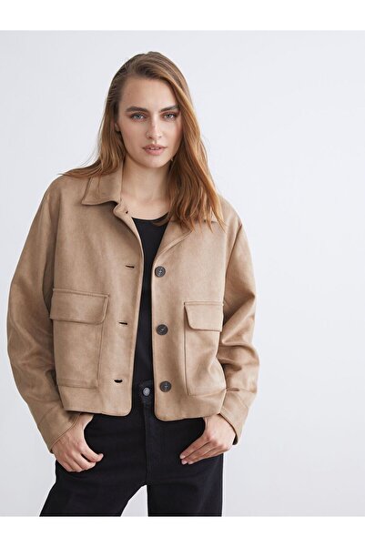 LC Waikiki Lcwaikiki Classic Shirt Collar Suede Women's Jacket