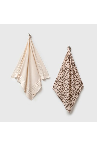 Nipperland Organic Cotton Knitwear and Muslin Leopard Patterned 2-Piece Baby Blanket Set 80*90 cm