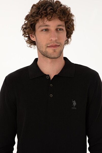 U.S. Polo Assn. Men's Slim Fit Polo Neck Black Basic Sweater Tekspor222711.1