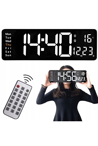 VERK Large digital wall clock, 39 cm, alarm, thermometer, remote control