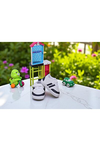 BEBLUXBABY Lacivert Beyaz Cırtlı Spor Erkek Bebek Ayakkabısı