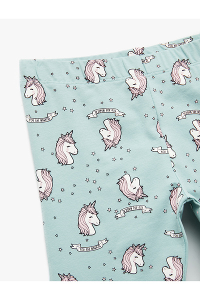 Koton Μακρύ κολάν από βαμβάκι με ελαστική μέση με σχέδιο Unicorn