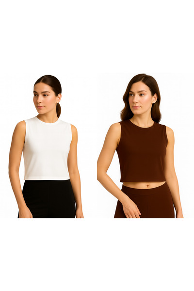 ingegno Bodycon Crew Neck Zero Sleeve 95% Viscose Ring Knitted Fabric Crop Bo...