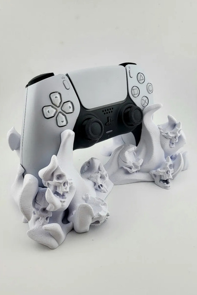Genç 3D PS5 Joystick Standı Hell Skull | Oyun Kumandası Tutucu | Masaüstü Düz...