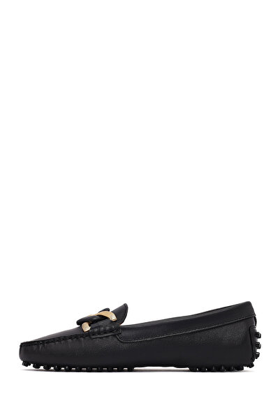 Derimod Women's Black Buckle Leather Loafer 25Afd290118