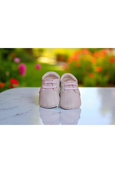 BEBLUXBABY Nakışlı/Lastikli Bej Erkek Bebek Ayakkabısı