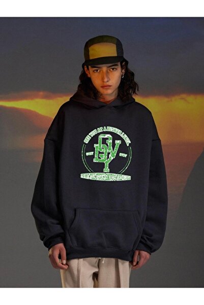 Mythologie Odvy Sweatshirt - Black Printed Oversize Ribbon Hoodie