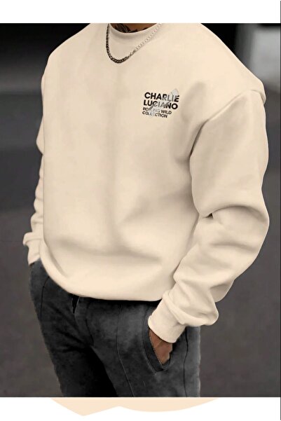 coolart Дизайнерський зимовий світшот Charlie Luciano - бежевий з принтом з в...