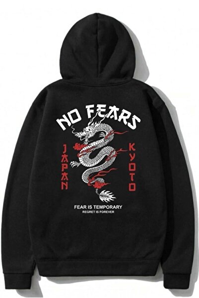 Mythologie No Fears Tokyo Dragon Sweatshirt - Black Printed Oversize Hoodie