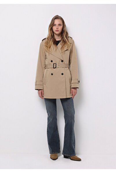 Colin's Regular Fit Hooded Buttoned Lined Detachable Hooded Women's Beige Coat