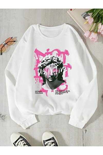 Mythologie Distinctive Feelings Winter Thick Sweatshirt - White Printed Overs...