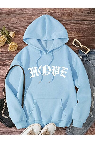 coolart Χειμερινό χοντρό φούτερ Hope - Μπλε μωρουδιακό εμπριμέ φούτερ με κουκ...