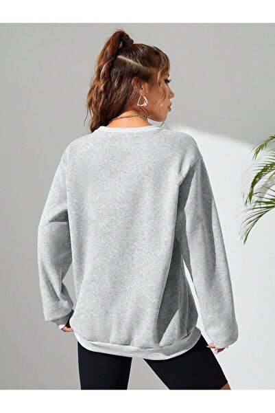 Mythologie Fearless Tour Світшот - Сірий з принтом Oversize з шардоном та велосипедним коміром