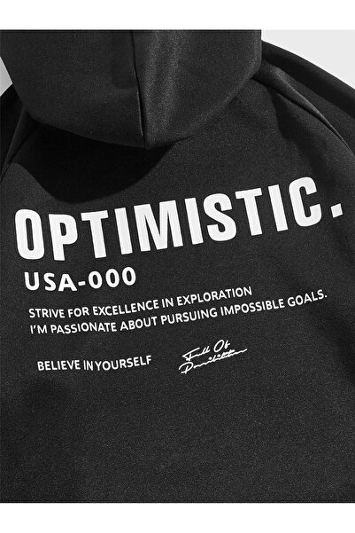 Mythologie Оптимістична толстовка - Чорна з принтом Oversize з капюшоном